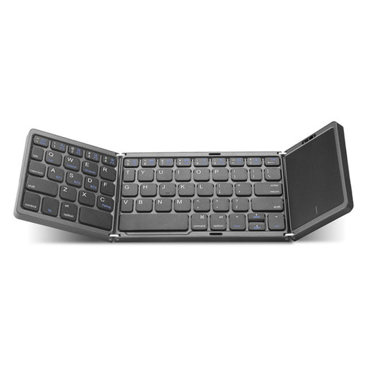 B089T Ultra-thin Rechargeable 10m Wireless Bluetooth-compatible Keyboard Triple Folding Mini Touchpad Press Key Mouse for Home Office Travel Business Trip