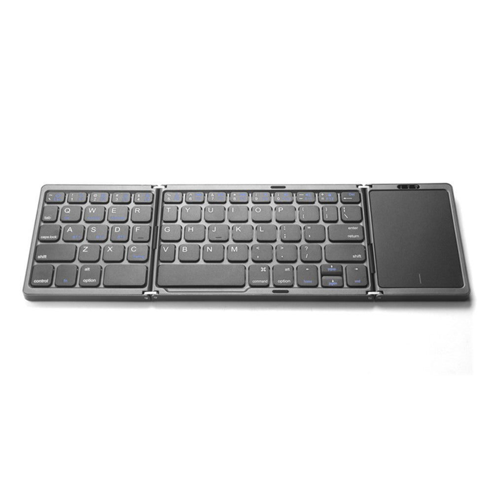 B089T Ultra-thin Rechargeable 10m Wireless Bluetooth-compatible Keyboard Triple Folding Mini Touchpad Press Key Mouse for Home Office Travel Business Trip