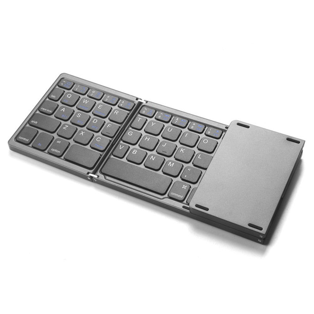 B089T Ultra-thin Rechargeable 10m Wireless Bluetooth-compatible Keyboard Triple Folding Mini Touchpad Press Key Mouse for Home Office Travel Business Trip