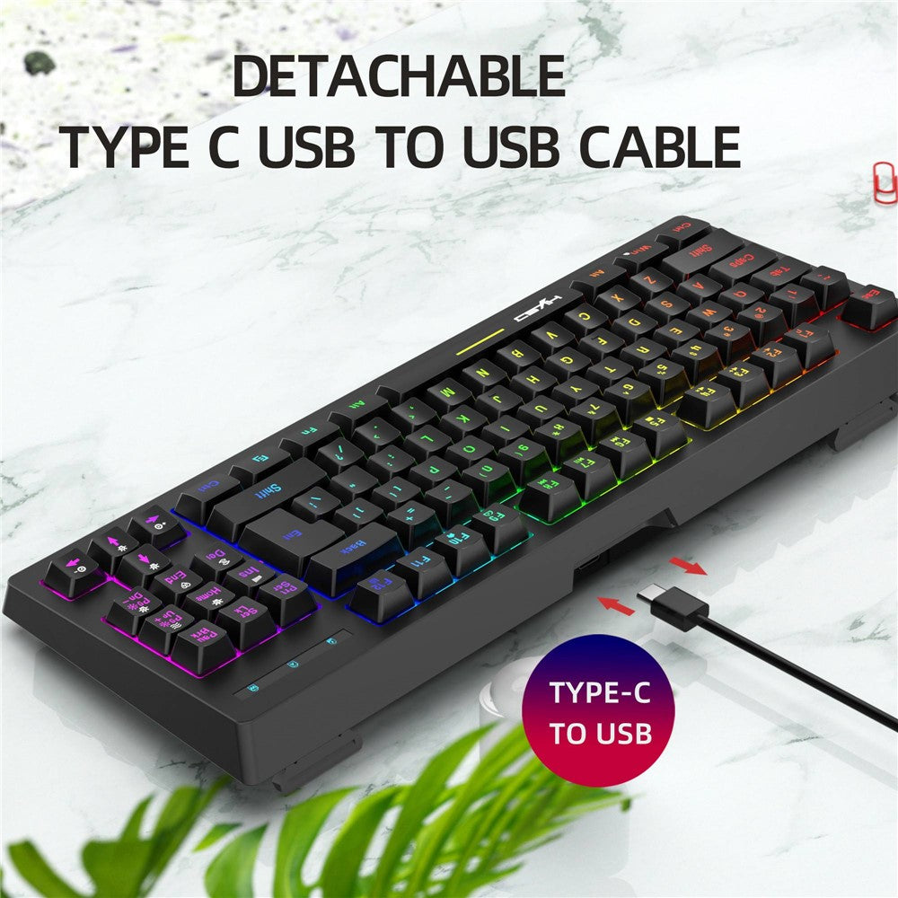 HXSJ L100 2.4G Wireless Keyboard 87 Keys RGB Light Computer Laptop Gaming Keyboard
