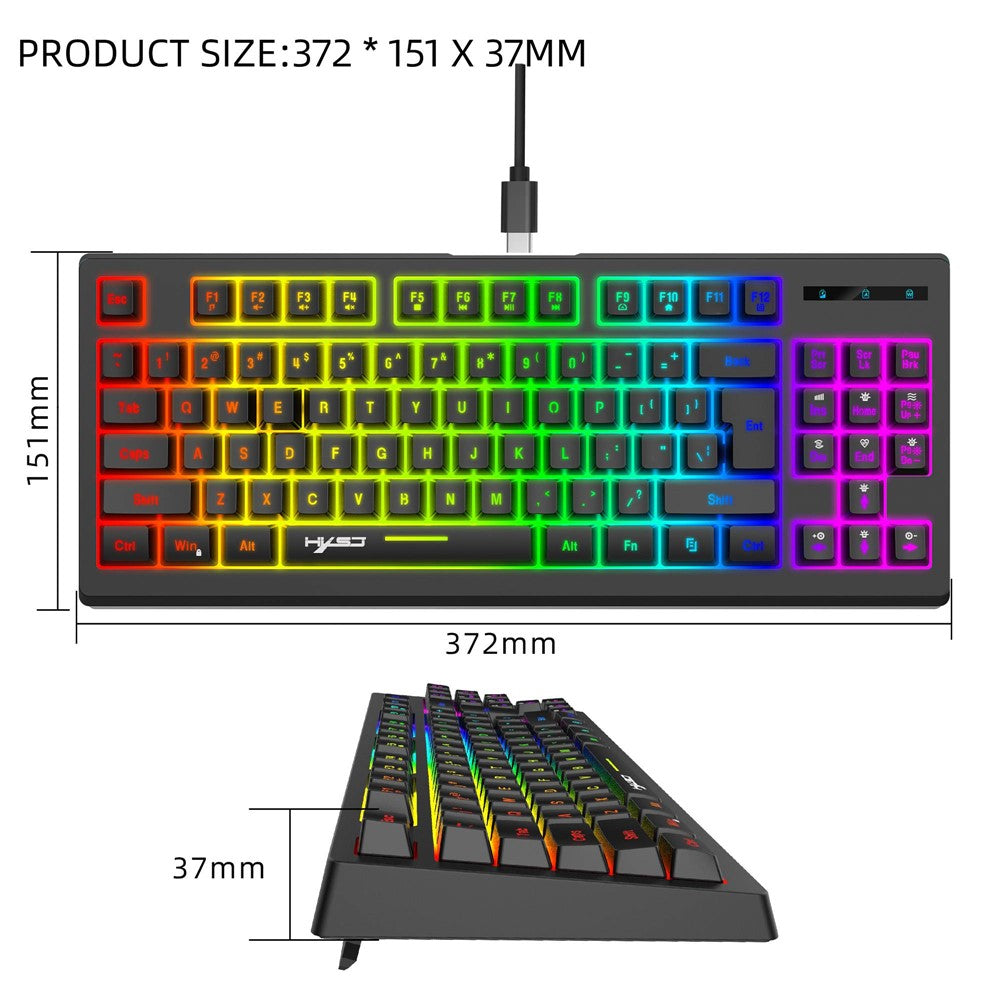 HXSJ L100 2.4G Wireless Keyboard 87 Keys RGB Light Computer Laptop Gaming Keyboard