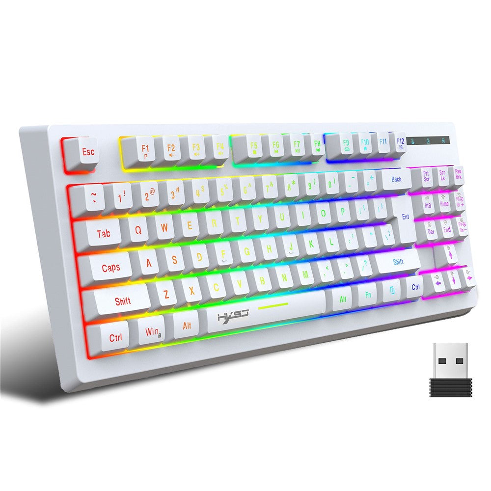 HXSJ L100 2.4G Wireless Keyboard 87 Keys RGB Light Computer Laptop Gaming Keyboard
