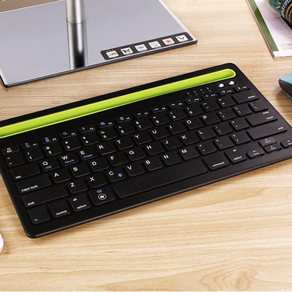 RK-908 Mobile Phone Tablet Universal Keyboard 87-Keys Mini Bluetooth-compatible Keyboard with Slot for iPad Portable Wireless Keyboard Support Dual Channel
