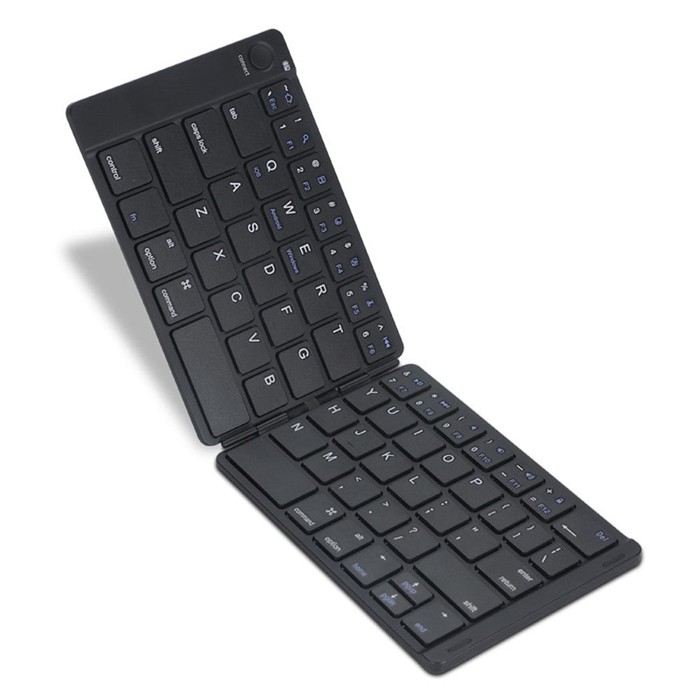B047S Universal Folding Keyboard for Cell Phone Tablet Laptop Leather Covered Bluetooth-compatible Wireless Keyboard