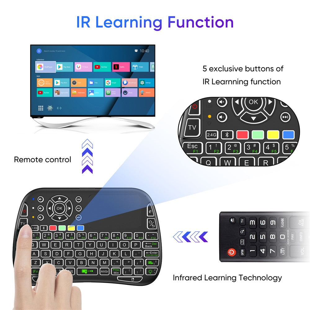 M9 RC Mouse Keyboard Combo with IR Learning Function Mini Wireless Keyboard Support Touchpad Voice
