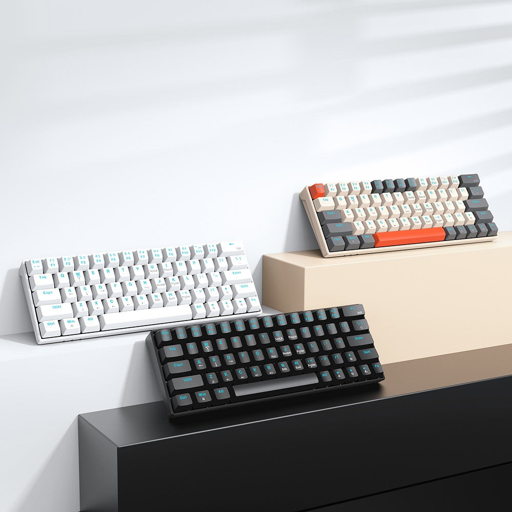 T-WOLF T60 USB Wired Gaming Keyboard RGB Backlit Mechanical Gaming Keyboard 63 Keys for Desktop PC