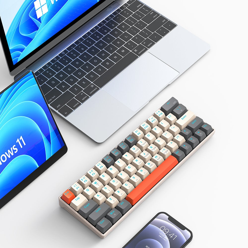 T-WOLF T60 USB Wired Gaming Keyboard RGB Backlit Mechanical Gaming Keyboard 63 Keys for Desktop PC
