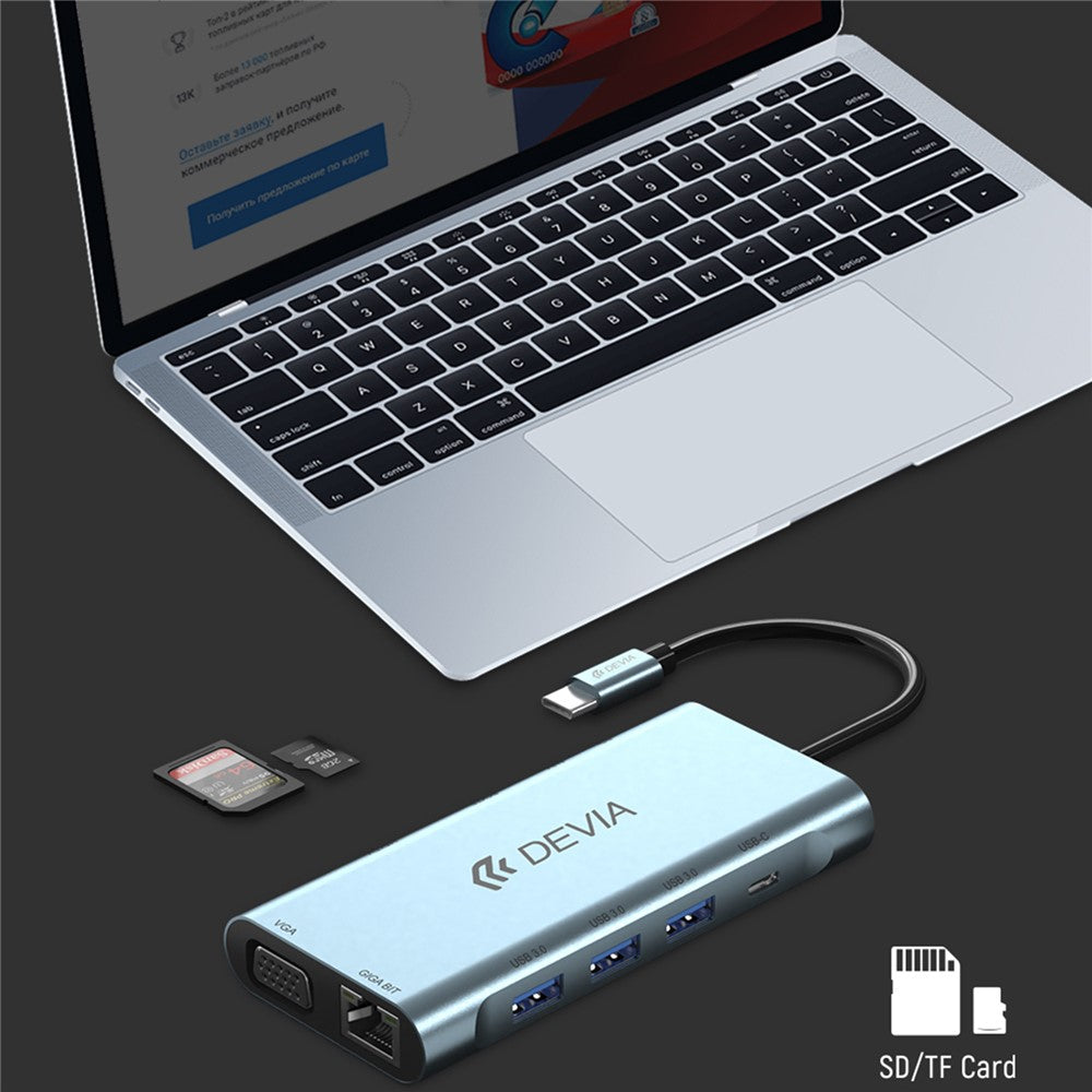 DEVIA EC607 Leopard Series 11 In 1 HUB Adapter Portable USB-C Docking Station (Updated)