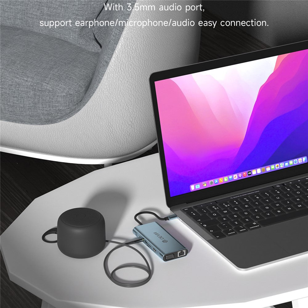 DEVIA EC607 Leopard Series 11 In 1 HUB Adapter Portable USB-C Docking Station (Updated)