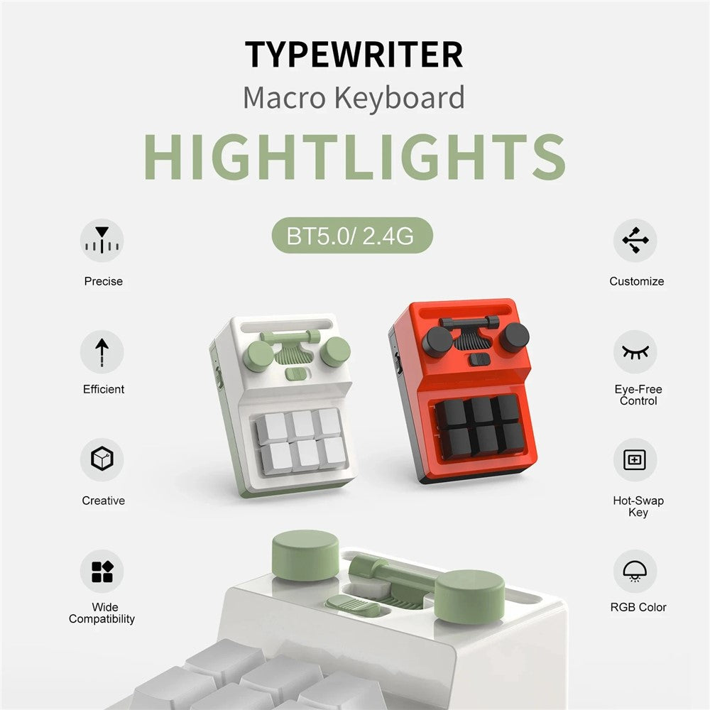 230104-6 Bluetooth-compatible Mechanical Macropad Mini RGB Keyboard Programming Photoshop Gaming Keypad