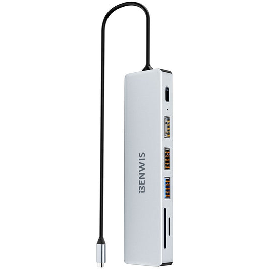 BENWIS MP-HUB-2 7-in-1 Hub Adapter Type-C to PD 100W+USB2.0x2+USB3.0+TF / SDXC+HD 4K 30Hz