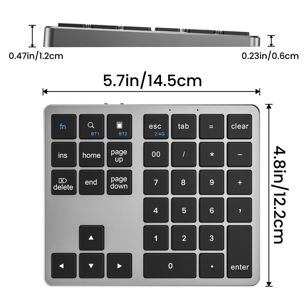K-35 Bluetooth-compatible Keypad Slim 35-Keys 2.4G+Bluetooth-compatible Dual Mode Keyboard