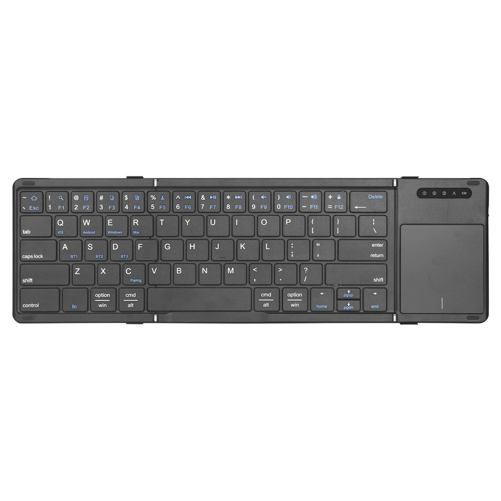 B077T Foldable PU Leather Wireless Bluetooth-compatible Keyboard with Touchpad