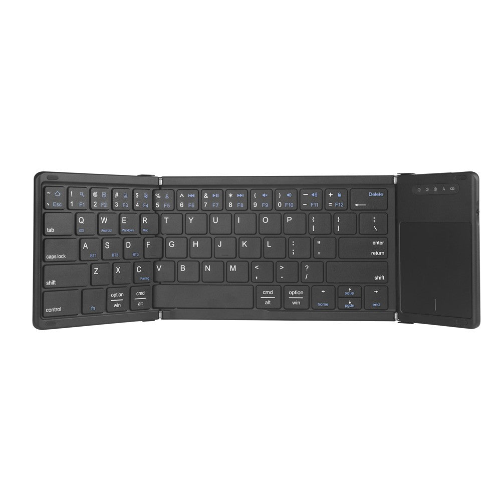 B077T Foldable PU Leather Wireless Bluetooth-compatible Keyboard with Touchpad