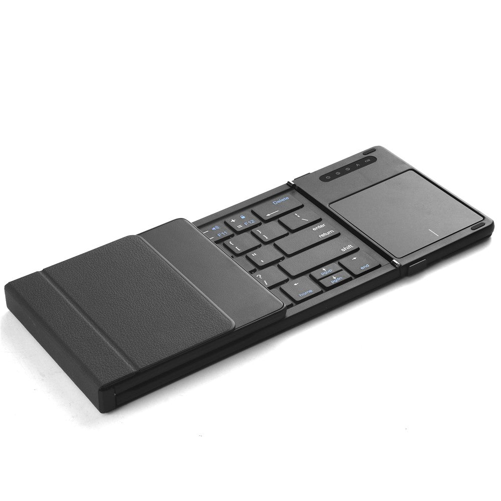 B077T Foldable PU Leather Wireless Bluetooth-compatible Keyboard with Touchpad