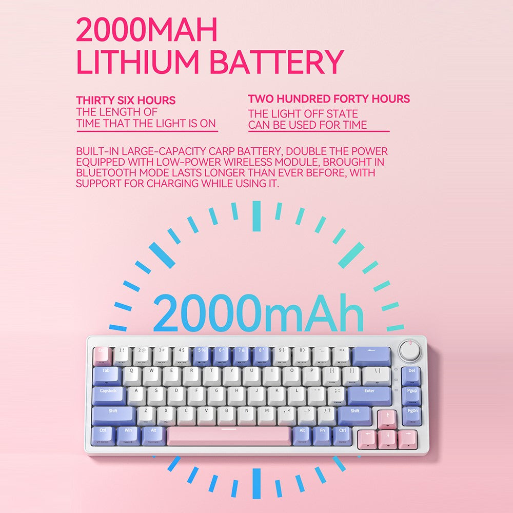 ZA68 Pro RGB Hot Swap 2.4G+Type-C+Bluetooth-compatible 68-Key Computer Keyboard