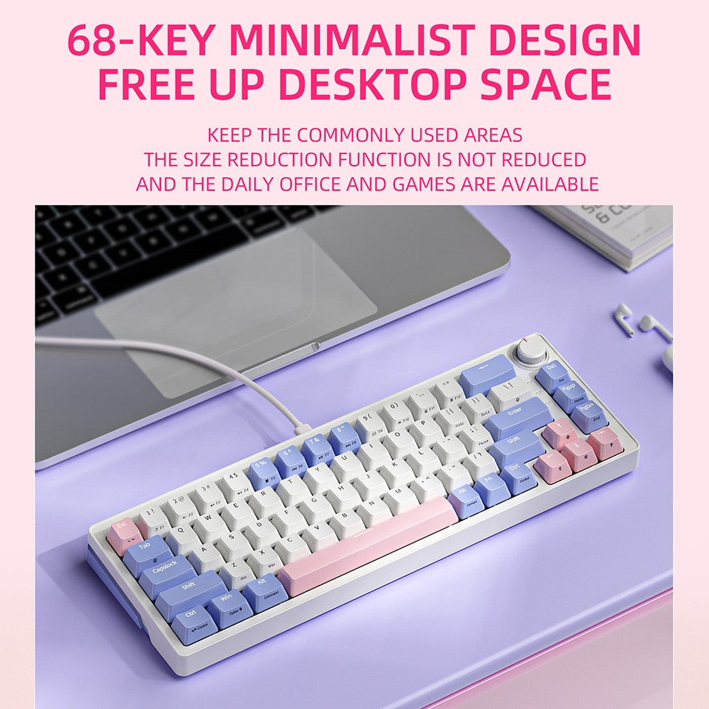 ZA68 Pro RGB Hot Swap 2.4G+Type-C+Bluetooth-compatible 68-Key Computer Keyboard