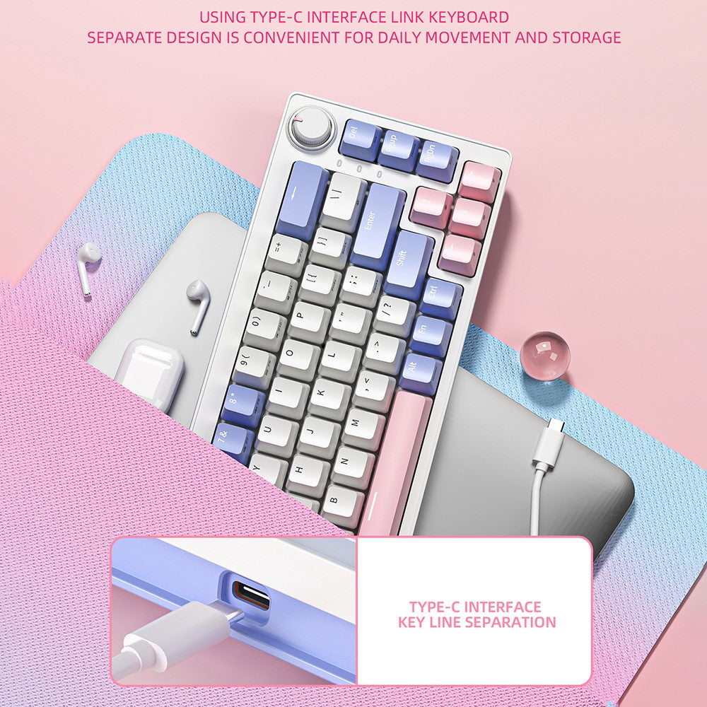 ZA68 Pro RGB Hot Swap 2.4G+Type-C+Bluetooth-compatible 68-Key Computer Keyboard