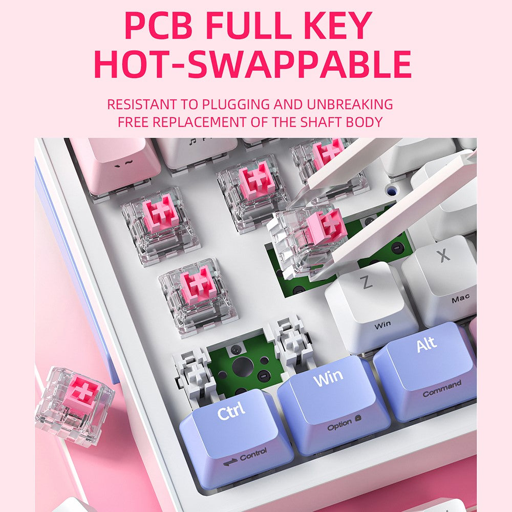 ZA68 Pro RGB Hot Swap 2.4G+Type-C+Bluetooth-compatible 68-Key Computer Keyboard