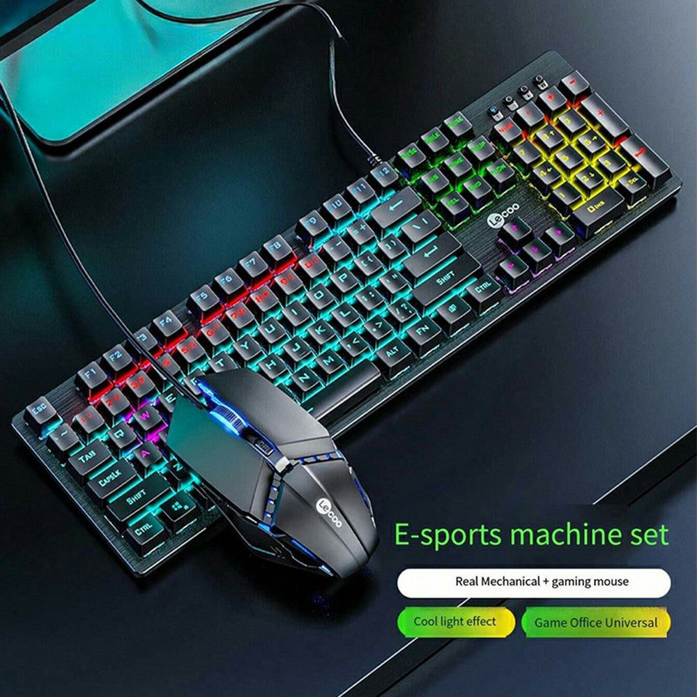 LENOVO LECOO GC300 USB Wired Color Light Gaming Mechanical Keyboard Mouse Set