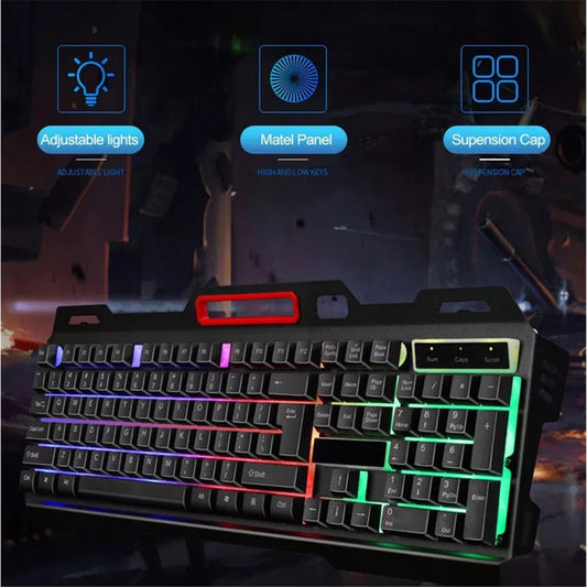 RGB Light 104 Keys USB Wired Gaming Keyboard and Wired Mouse Combo for PC Gamer Laptop Work