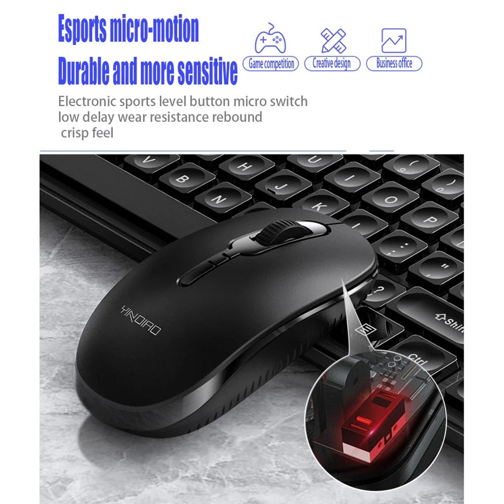 YINDIAO V3Max 2.4G Wireless Smart Sleep Office Keyboard Mouse Set for Computer Laptop