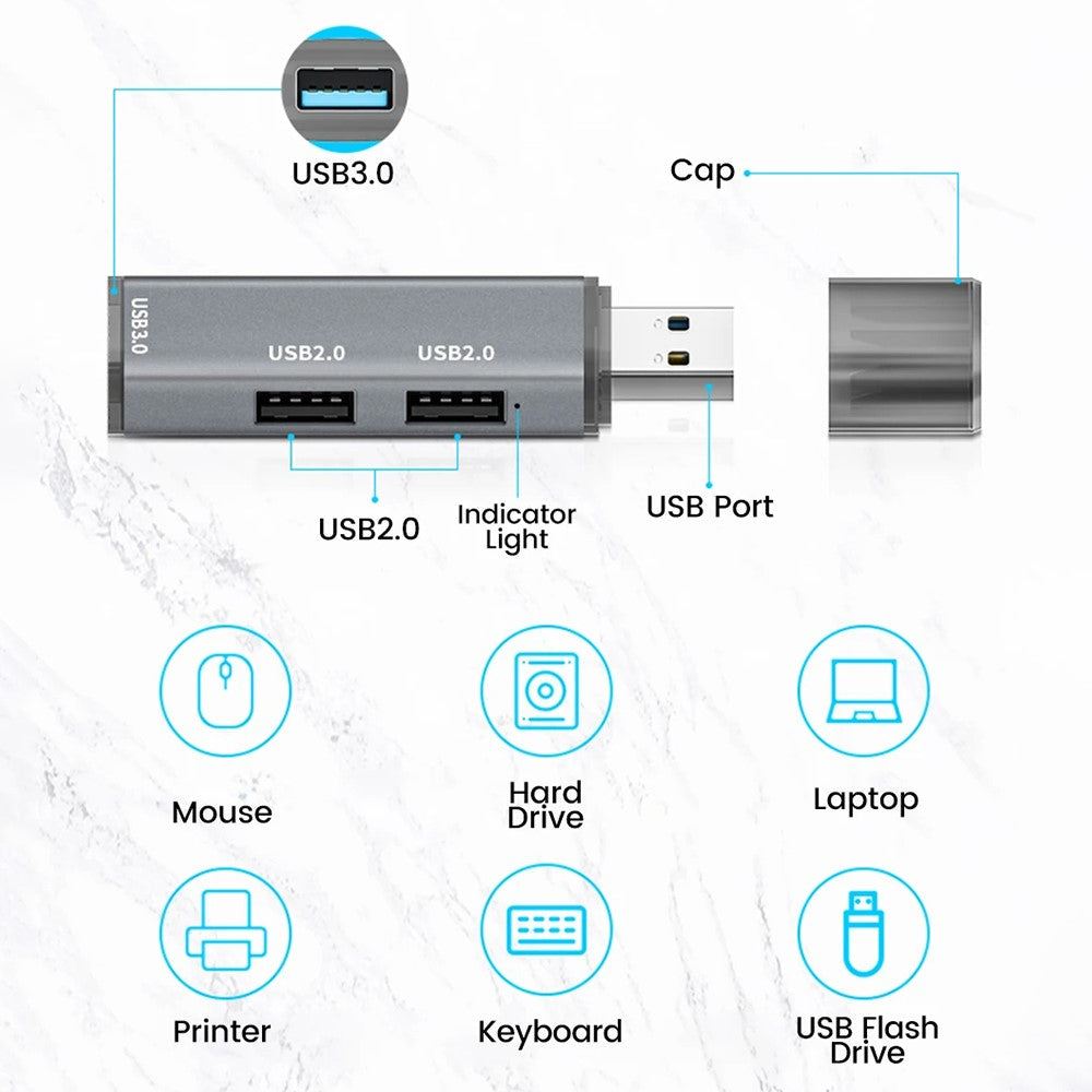 ADS-302A USB Adapter Hub to 1 X USB 3.0 + 2 X USB 2.0 Expansion Station