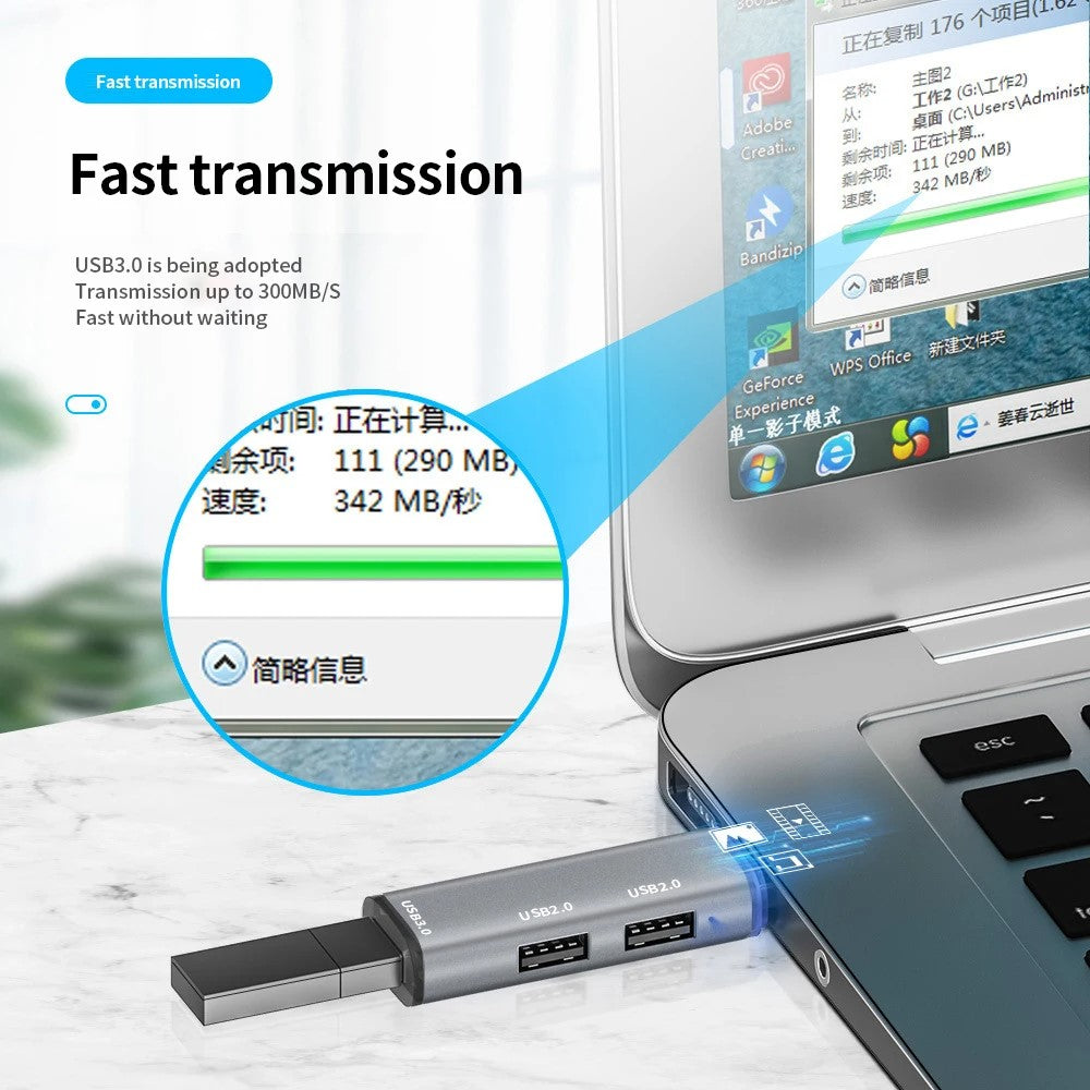 ADS-302C Type-C Adapter Hub to USB 3.0 + Dual USB 2.0 Expansion Station