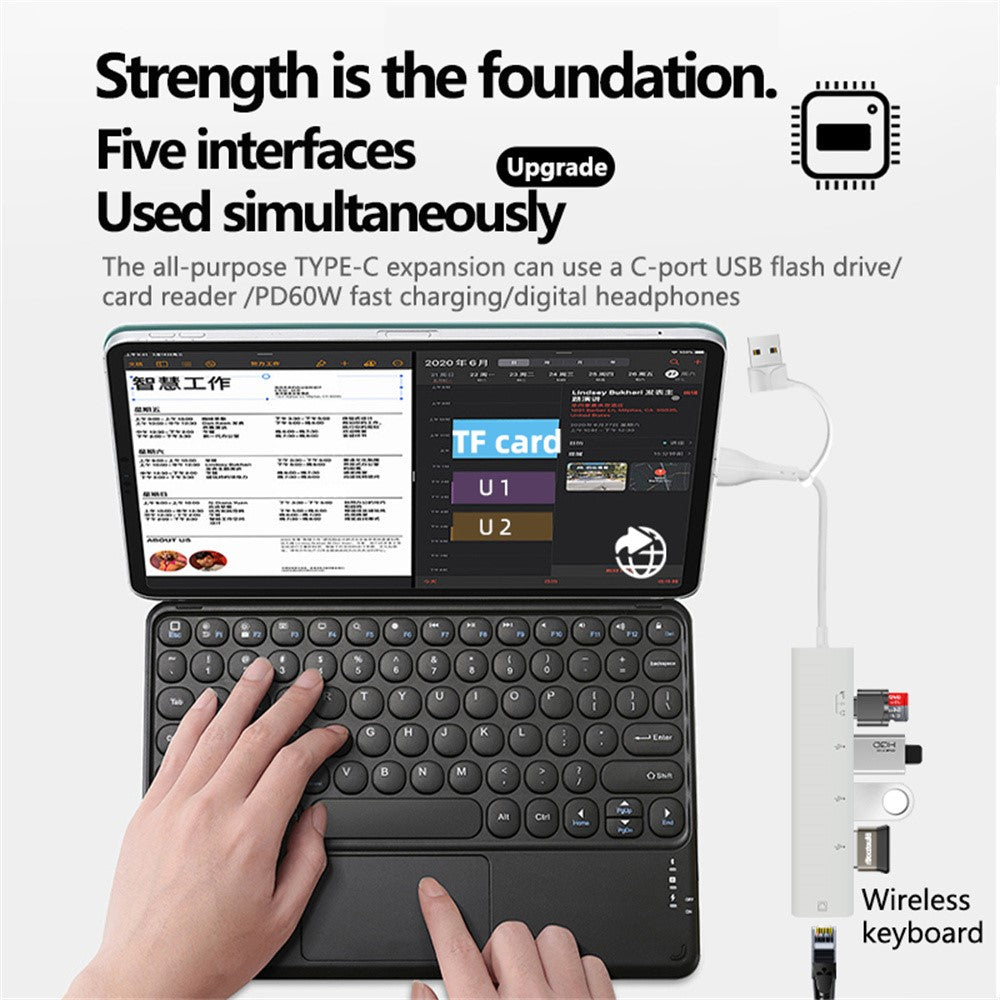 AJ1027 USB + Type-C Dual Port 5 in 1 Adapter Type-C 3xUSB RJ45 Ethernet Network Hub
