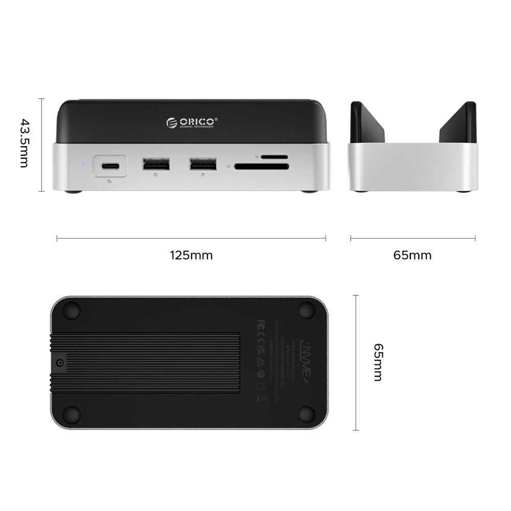 ORICO VS10 For Mac mini(2024) 512GB M.2 SSD Enclosure Desktop Expansion Dock Stand USB + HD + RJ45 + SD / TF Card Reader 10 in 1 Docking Station