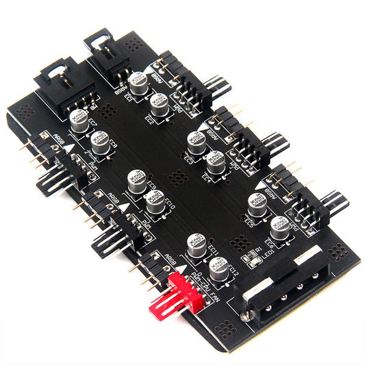 Computer Motherboard IDE 1 to 6 PWM/ARGB Hub 4-Pin Fan Adapter 5V 3-Pin RGB Converter
