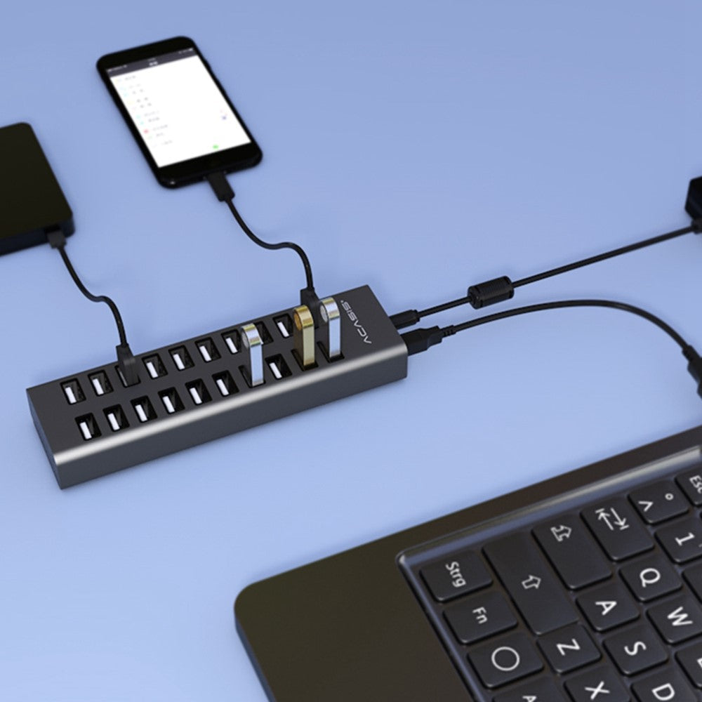 ACASIS H037 USB2.0 Hub Multi-Function Extended 20-Port Hub Adapter with Power Supply Port