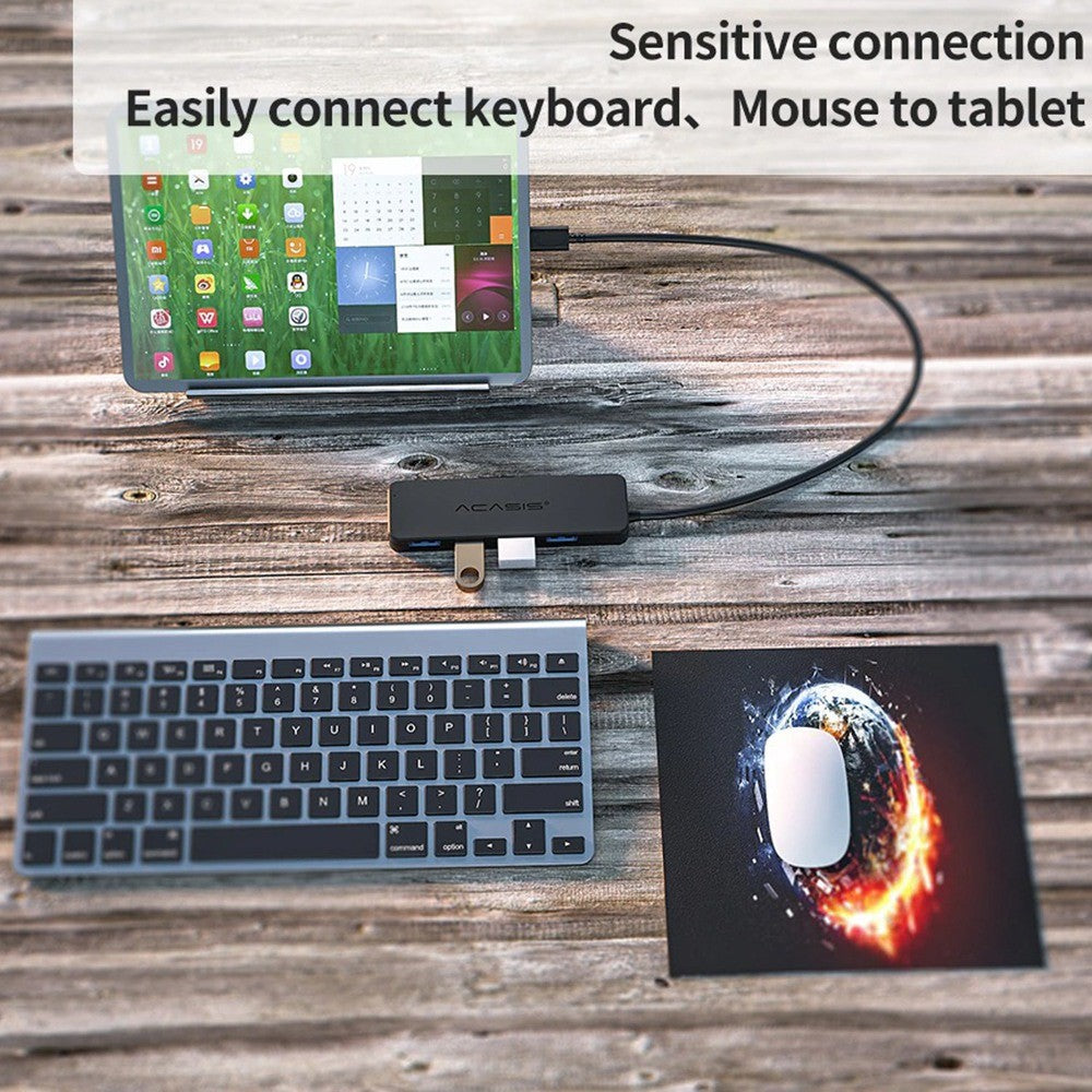 ACASIS AC3-L412 1.2m USB-C Hub Multi-Port 1 to 4 Type-C Splitter Converter Type-C to 4 USB3.0 Adapter Cable for Tablets Laptops