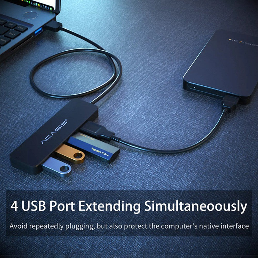 ACASIS AB2-L412 1.2m Cable 4 Ports USB2.0 Hub 480Mbps Data Transmission USB Hub Splitter