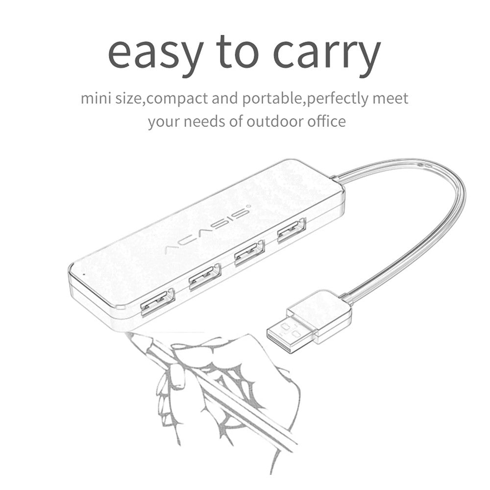 ACASIS AB2-L412 1.2m Cable 4 Ports USB2.0 Hub 480Mbps Data Transmission USB Hub Splitter
