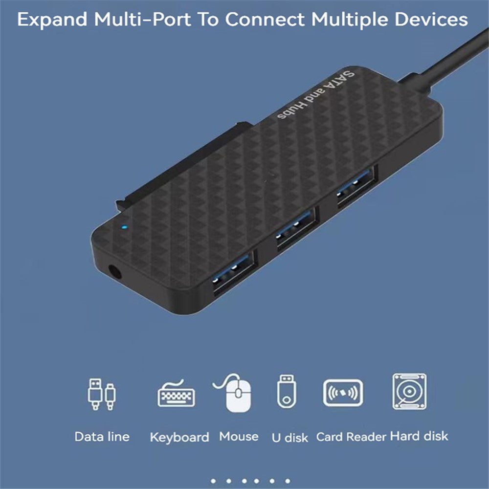 USB3.0 / Type-C to SATA Converter 22Pin Hard Disk Cable with 3-Port USB3.0 HUB Adapter PC 2.5-inch Hard Disk HDD, SSD Easy Drive Cable