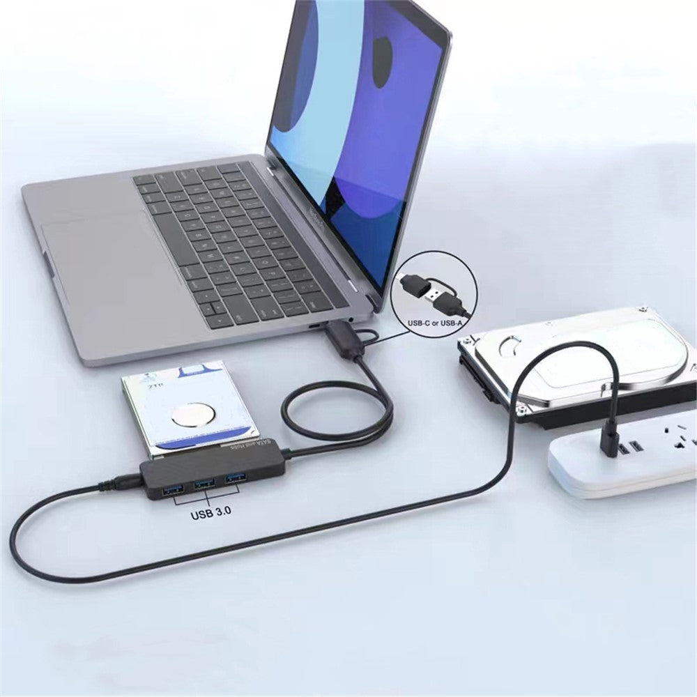 USB3.0 / Type-C to SATA Converter 22Pin Hard Disk Cable with 3-Port USB3.0 HUB Adapter PC 2.5-inch Hard Disk HDD, SSD Easy Drive Cable