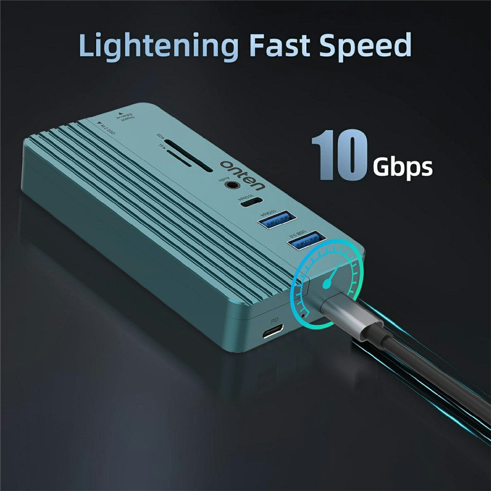 ONTEN OTN-UC966 10 in 1 USB-C Hub M.2 SSD Enclosure 10Gbps High-Speed Data Transfer Docking Station