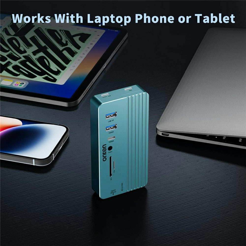 ONTEN OTN-UC966 10 in 1 USB-C Hub M.2 SSD Enclosure 10Gbps High-Speed Data Transfer Docking Station