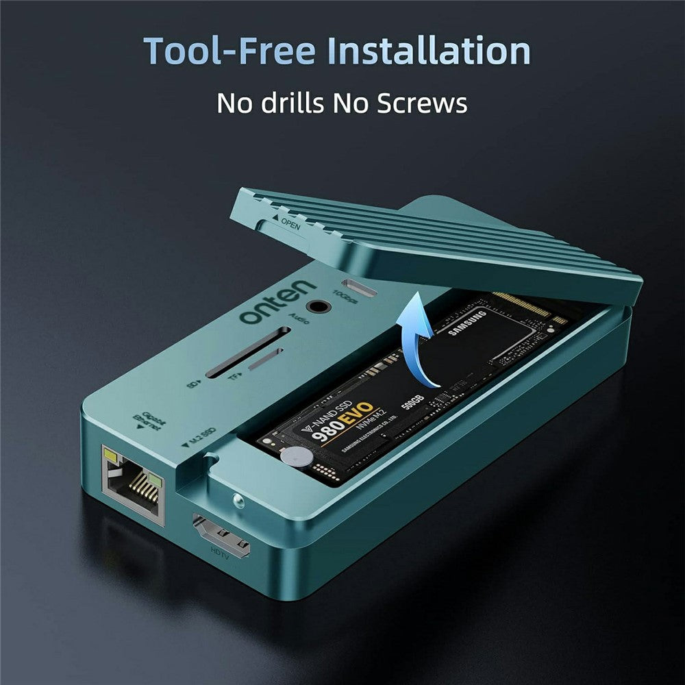 ONTEN OTN-UC966 10 in 1 USB-C Hub M.2 SSD Enclosure 10Gbps High-Speed Data Transfer Docking Station
