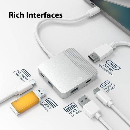 MAIWO KH1702 5 in 1 USB-C Hub USB 3.2 Gen2 PD 100W Fast Charging HD Adapter Expansion Dock