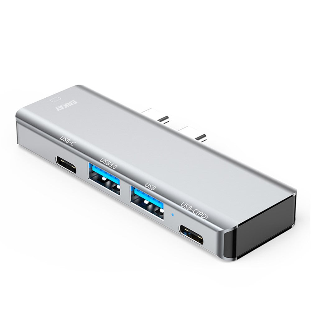ENKAY HAT PRINCE Dual Type-C Ports Docking Station USB-C Hub to USB3.0+USB2.0+USB-C+HD 4K+PD Charging Adapter for MacBook Pro / Air