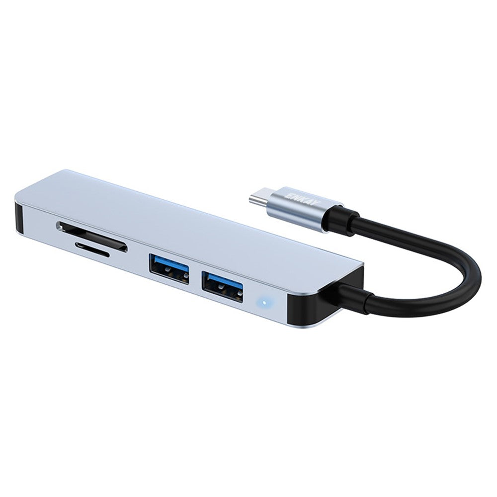 ENKAY HAT PRINCE Type-C Hub Adapter 5-in-1 Multi-Port Converter to USB3.0 + 2xUSB2.0 + SD / TF Card Reader Compatible with Type-C Devices and OS Systems