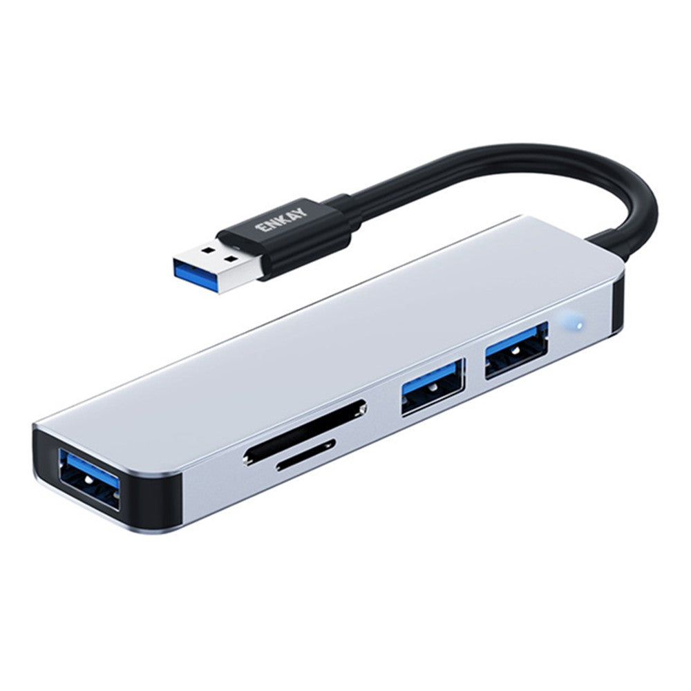 ENKAY HAT PRINCE 5-in-1 USB Hub Multi-Port Adapter Converter to USB3.0 + 2xUSB2.0 + SD / TF Card Reader for Extended Monitor PC Laptop Desktop