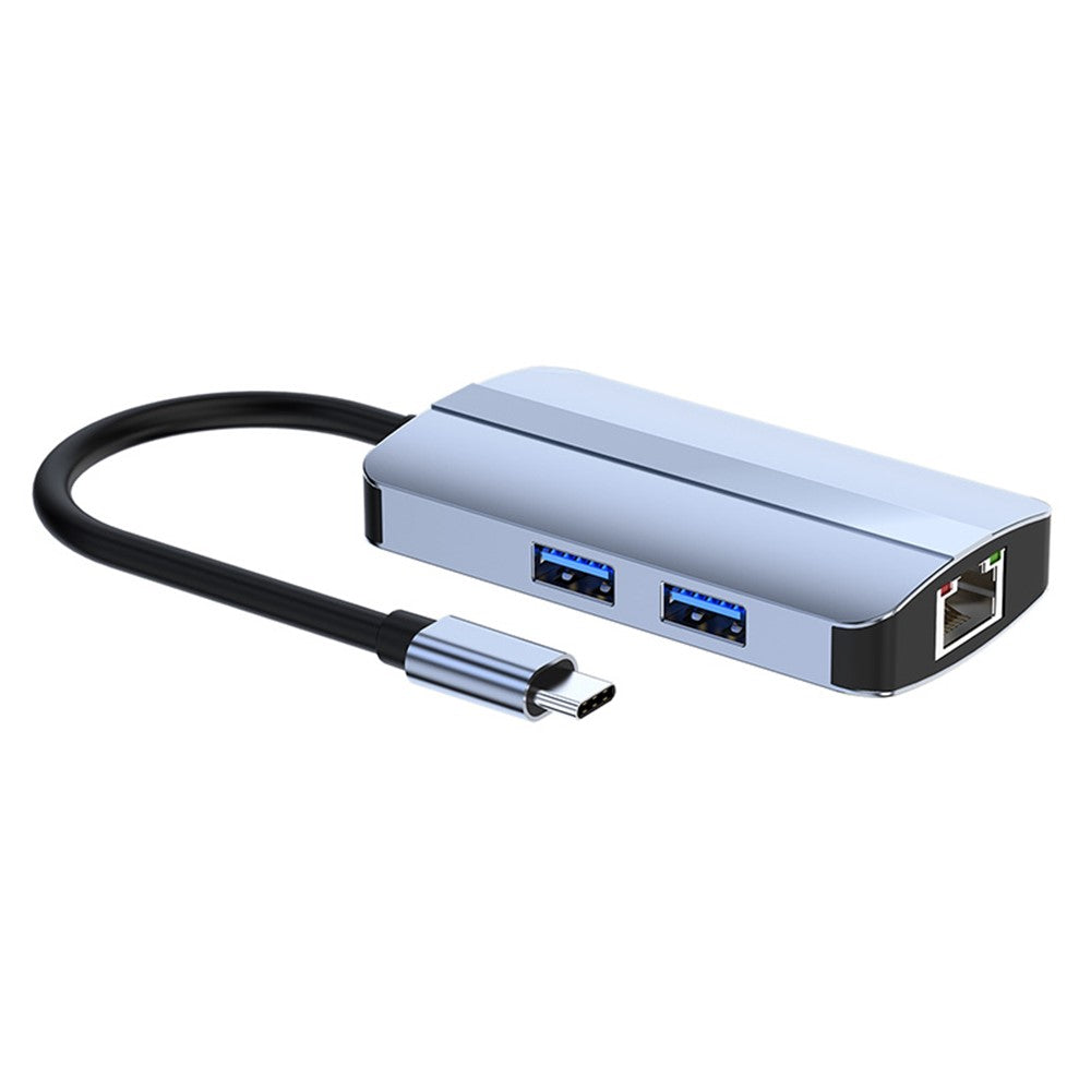 JUNSUNMAY JSM-HUB003 Type-C Hub Adapter 6-in-1 USB-C Docking Station Splitter Support 4K HD Video, 100Mbps, 87W PD Charging Converter