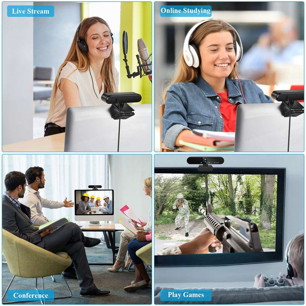 A8 USB Camera 360 Degree Rotation 1080P HD Webcam for Video Conference Video Call Online Class