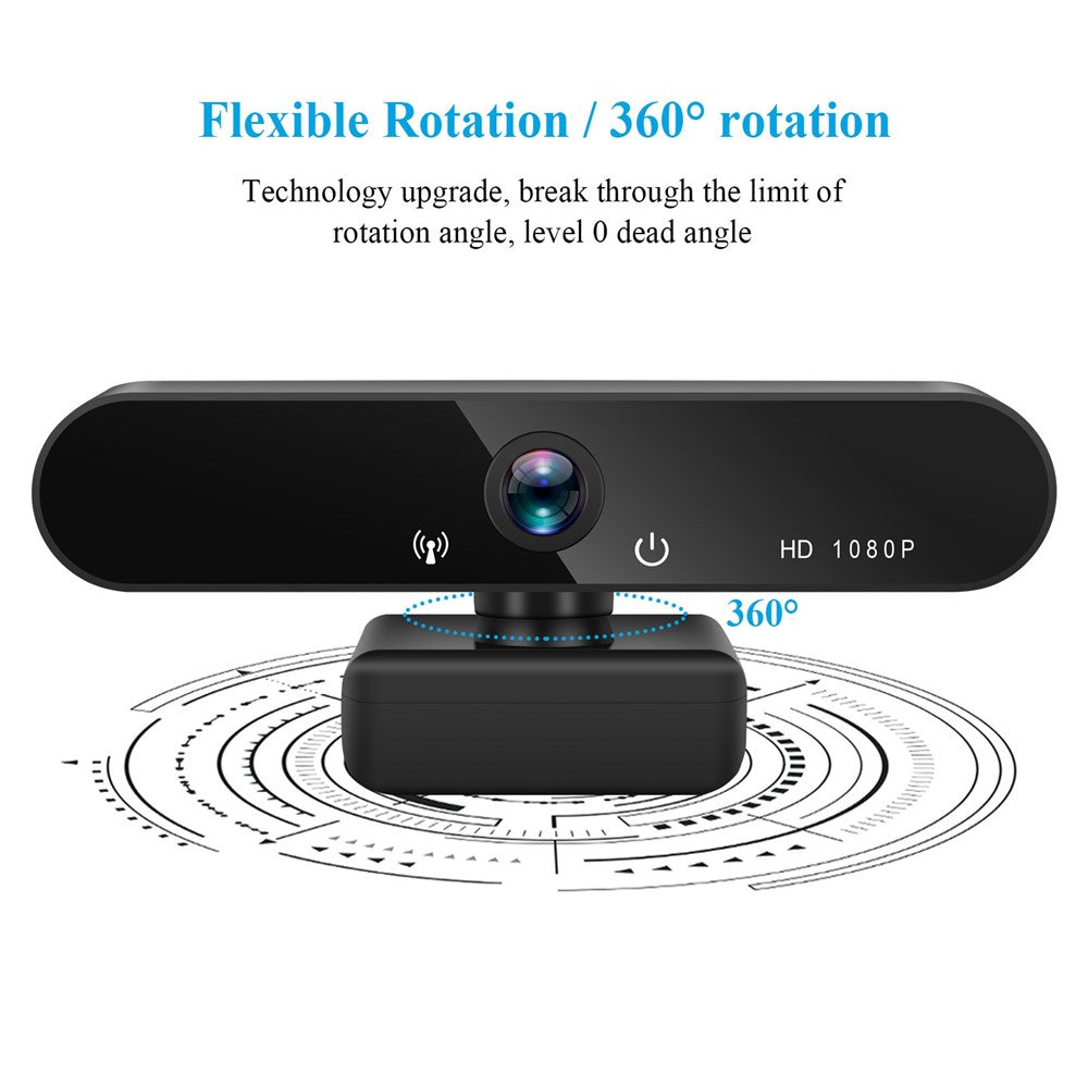 A8 USB Camera 360 Degree Rotation 1080P HD Webcam for Video Conference Video Call Online Class