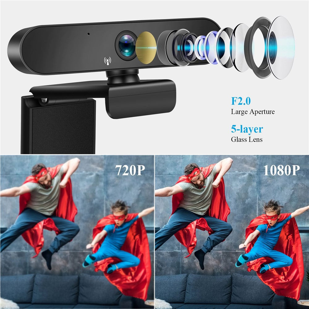 A8 USB Camera 360 Degree Rotation 1080P HD Webcam for Video Conference Video Call Online Class