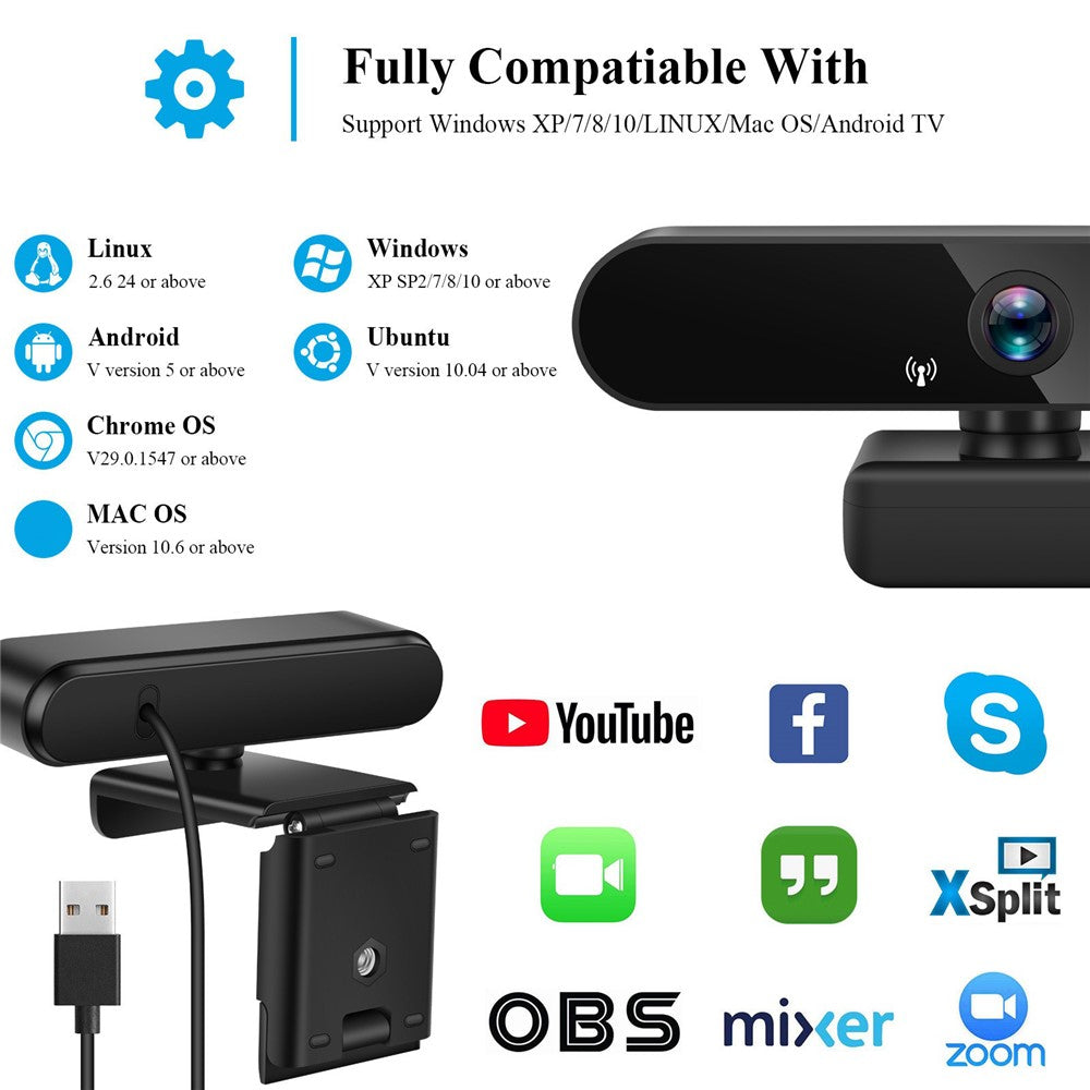 A8 USB Camera 360 Degree Rotation 1080P HD Webcam for Video Conference Video Call Online Class