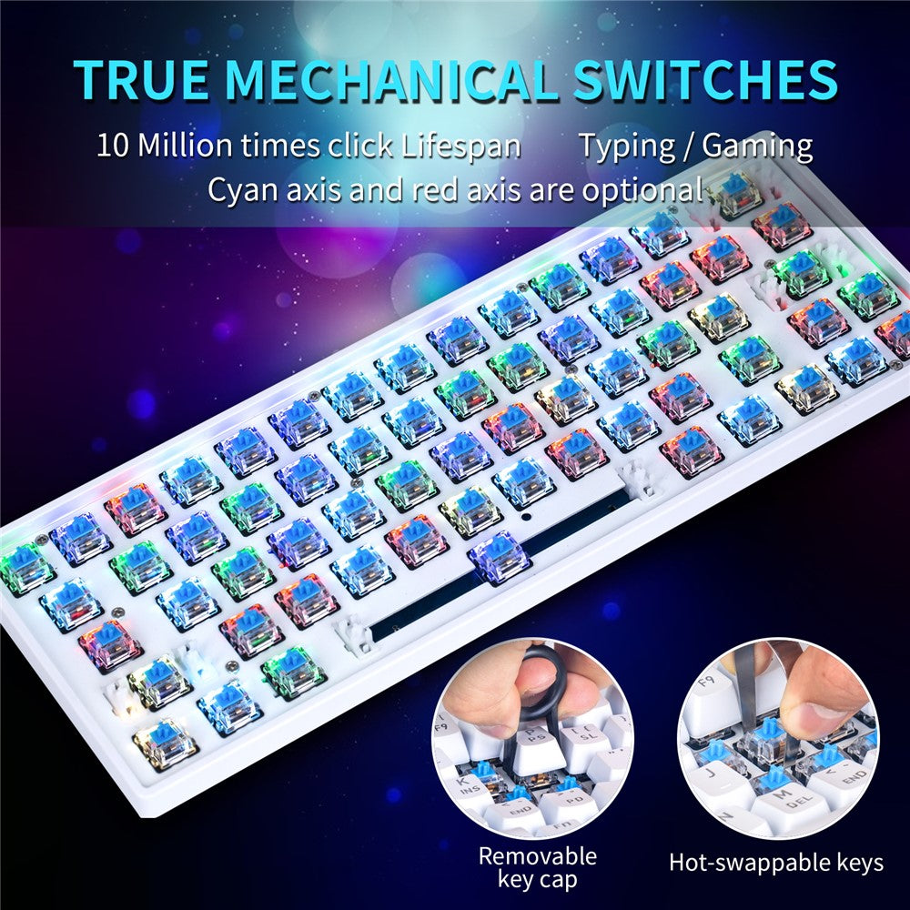 IVHCO 63 Keys Mini Gaming Mechanical Keyboard 3-Mode Bluetooth-compatible Keyboard with RGB Effects